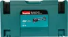A teal plastic case for a Makita power tool, with a label showing the tool and product information. Produktbild-Vorschau