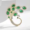 Brosche für Damen, Pfauenform, Kunst-Smaragd-Strass, Retro, Produktbild-Vorschau 6