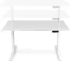A white adjustable height desk shown in three different height positions. Produktbild-Vorschau