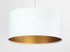 Stilvolle Hängelampe Weiß Gold Stoff rund Ø40cm Wohnzimmer Produktbild-Vorschau 2