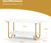 COSTWAY Couchtisch mit Faux-Marmorplatte, 2-stufiger Produktbild-Vorschau 2
