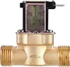 A close-up studio shot of a brass solenoid valve with a black and gold coil. Podgląd zdjęcia produktu