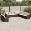 Möbel 11-tlg. Garten-Sofagarnitur mit Kissen Schwarz Poly Produktbild-Vorschau 1