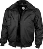 A black pilot jacket with a fur collar and lining, displayed open to show the interior. Produktbild-Vorschau