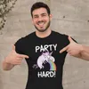 Herren T-Shirt Party Hard kotzendes Einhorn Feiern Saufen Produktbild-Vorschau 4