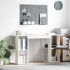 A white desk with shelves is shown in a room with a wall-mounted pegboard and a clock. Anteprima dell’immagine prodotto