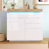 Commode Sweiko, buffet brillant avec 2 portes et 3 tiroirs, Voir les images du produit 16