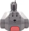 A close-up, front-facing view of a gray and red battery pack against a white background. Voir les images du produit