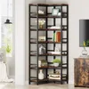 A corner bookshelf filled with decorative items and books, placed in a room setting. Produktbild-Vorschau