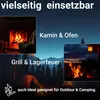 Collage of images showing fire in different settings: fireplace, campfire, and outdoor camping. Produktbild-Vorschau