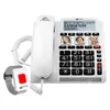 A white Geemarc amplified telephone with a wired handset and an SOS wristband remote. Náhľad obrázku produktu