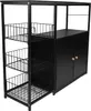 A black kitchen storage cabinet with shelves and drawers. Voir les images du produit