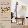 Odkládací stolek COSTWAY s věšákem na kabáty z masivního Náhled obrázku produktu 2