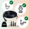 A product image featuring a pressure washer hose and accessories, with icons indicating features and applications. Produktbild-Vorschau