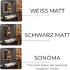 Three different bathroom vanity setups are shown, each with a different finish for the mirror frame and vanity. Produktbild-Vorschau