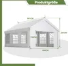 A diagram showing the dimensions of a white party tent. Produktbild-Vorschau