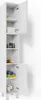 A tall, white, open cabinet with shelves displaying various bathroom items like towels, bottles, and sponges. Náhľad obrázku produktu