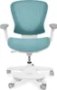 A teal and white ergonomic children's desk chair with a footrest. Náhled obrázku produktu