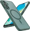 A green phone case with a magnetic ring is shown diagonally, with a smartphone screen visible underneath. Produktbild-Vorschau