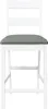 A front view of a white bar stool with a gray cushion. Náhľad obrázku produktu