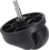 A close-up studio shot of a single black and silver vacuum cleaner wheel with a metal pin. Produktbild-Vorschau