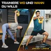 A split image showing two people performing exercises with kettlebells in different settings. Produktbild-Vorschau