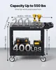 A black utility cart with dimensions and weight capacity indicated by text and graphics. Anteprima dell’immagine prodotto
