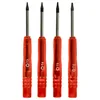 Four red screwdrivers with silver shafts and black tips are lined up against a white background. Produktbild-Vorschau