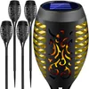 A set of four solar-powered garden torches and one larger torch. Produktbild-Vorschau