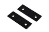 Two black metal plates with screw holes, isolated on a white background. Podgląd zdjęcia produktu