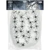 A package of Halloween decorations containing fake spiderwebs and plastic spiders. Produktbild-Vorschau