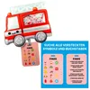Spielkarte des Sensorik-Suchspiels mit verschiedenen Symbolen und Buchstaben, die im Feuerwehr-Spielzeug versteckt sind. Daneben stehen Hinweise und Aufgaben zum Finden der passenden Objekte. Produktbild-Vorschau