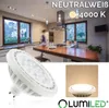 A collage showing a kitchen scene, a close-up of an LED bulb, and a smaller image of the bulb lit. Produktbild-Vorschau