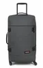 A dark gray Eastpak Trans4 M 4-wheel trolley is shown from the front on a white background.