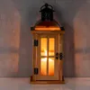 Laterne H29cm Braun Holz Metall Kerzenhalter Windlicht Produktbild-Vorschau 3
