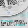 Close-up of a white device with a speaker and a Bluetooth logo, with text overlay describing its features. Náhled obrázku produktu