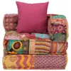 The Living Store Modularer Pouf mit Kissen Patchwork Stoff Produktbild-Vorschau 4