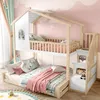 A child's bedroom with a bunk bed designed like a house, decorated with clouds and stars on the wall. Anteprima dell’immagine prodotto