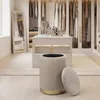 Relaxdays Pouf in velluto, pouf con vano portaoggetti, Anteprima dell’immagine prodotto 3