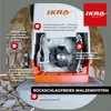 Close-up view of the internal mechanism of a garden shredder, highlighting its cutting system and features with overlaid text. Produktbild-Vorschau