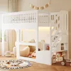 Flieks Etagenbett 90x200cm mit Led, Kinderbett Hausbett mit Produktbild-Vorschau 1