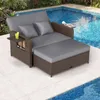 COSTWAY Chaise longue de jardin 3 en 1 en polyrotin, chaise Voir les images du produit 9