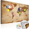 Netkaný korkový obraz - Mapa světa: Hnědá elegance 120x80 Náhled obrázku produktu 1
