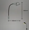 Diagram of a flexible wall lamp with dimensions indicated, and a small inset image of the lamp mounted on a wall. Produktbild-Vorschau