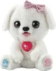 A white plush dog toy with a pink bow on its head and a pink heart on its chest. Podgląd zdjęcia produktu
