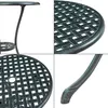 A collage of four close-up images of a dark gray bistro table and chairs set with a green patina. Anteprima dell’immagine prodotto