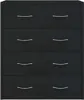 A front view of a black dresser with four drawers. Produktbild-Vorschau