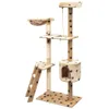 Katzen-Kratzbaum Sisal 150 cm Beige mit Pfoten-Aufdruck Produktbild-Vorschau 2