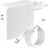 A white USB-C power adapter and a white USB-C to Lightning cable are shown on a white background. Produktbild-Vorschau