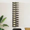 A wall-mounted wine rack holding multiple bottles of wine against a white wall. Produktbild-Vorschau
